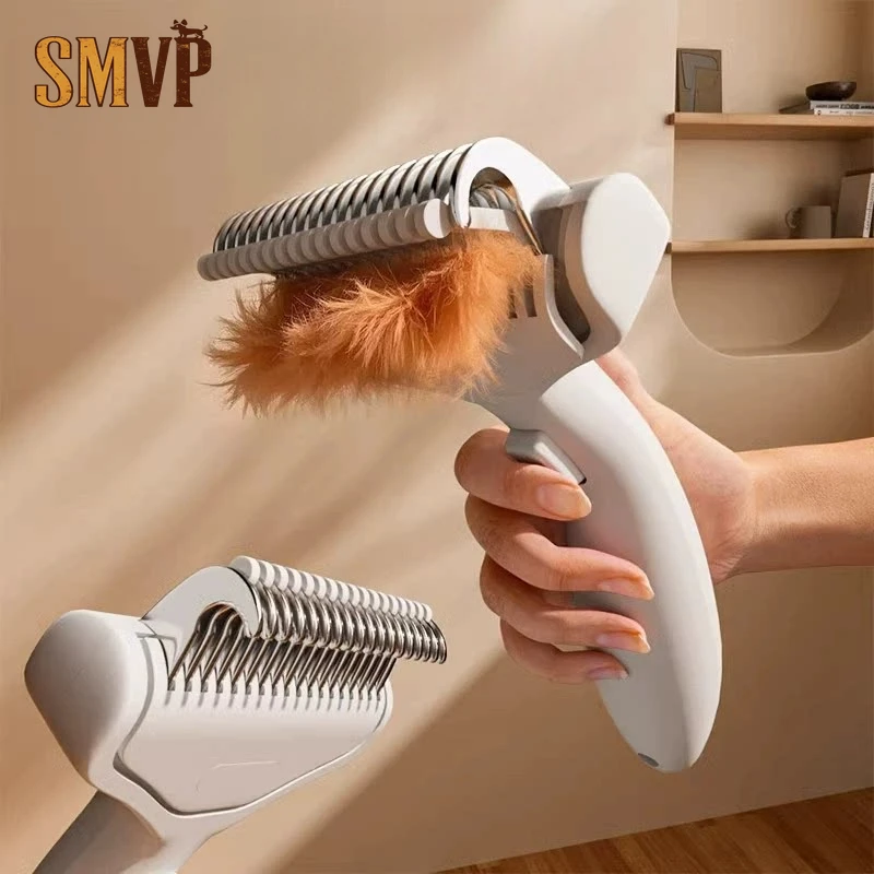 

Self Cleaning Pet Dematting Comb One Click Release Undercoat Brush For Dogs And Cats Detangling Grooming Tool For Long Hair