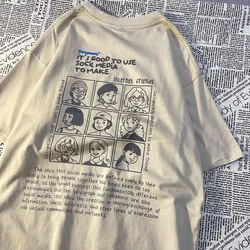 Character Personality Letter Printing Tee Aesthetic Short-sleeved T-shirt Women 2022 Summer Loose Oversize Y2k Top T-shirt Women