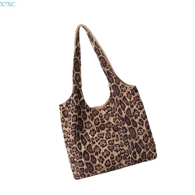 

X7XC Trendy Leopard Print Spacious Shoulder Bag for Women Large Capacity Commuters Underarm Handbag Purse for Everyday