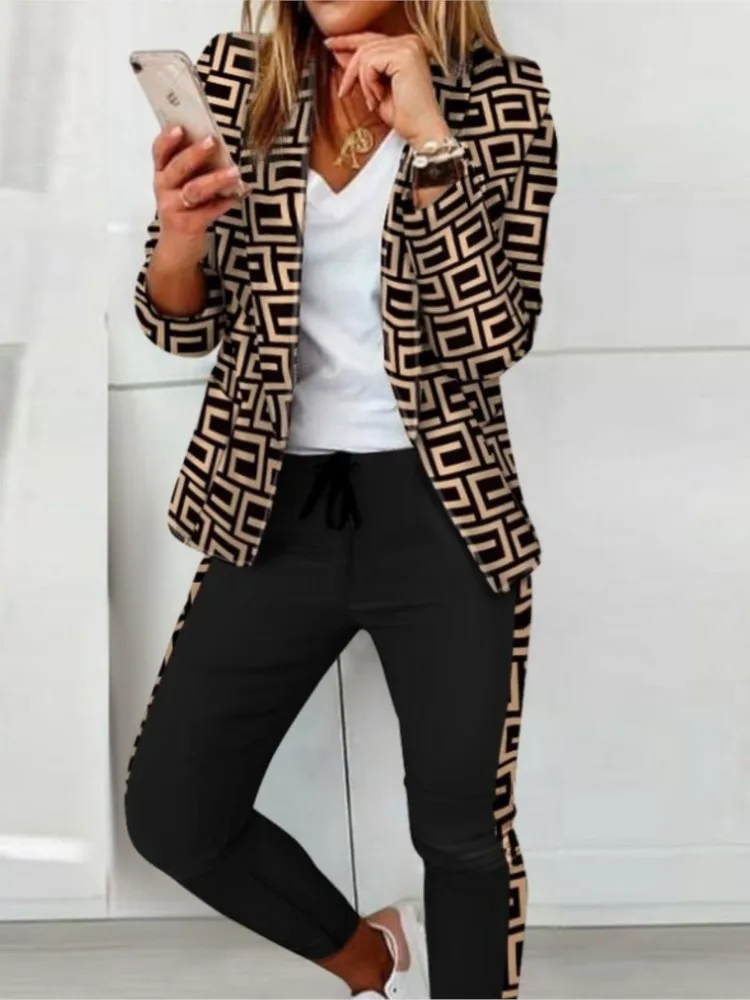 

Casual Style Comfortable Trousers Set Women's Spring And Summer Elegant Style Long-sleeved Suit Top Slim Trousers Two-piece Set
