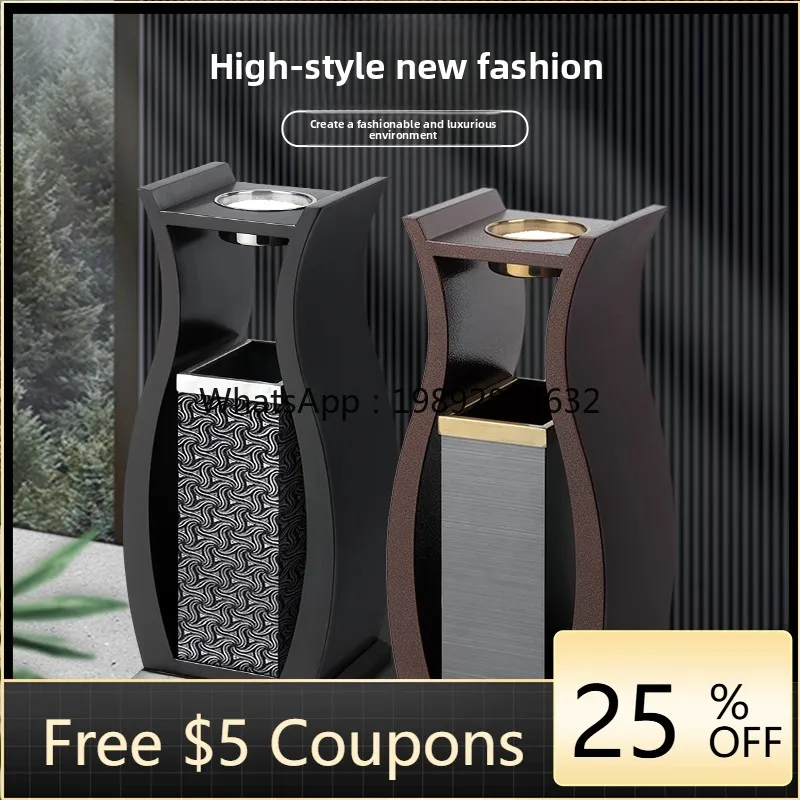 LYY Hotel Lobby Trash Can Standing Stainless Steel Ashtray for Hotel Club Foot Spa Elevator Entrance