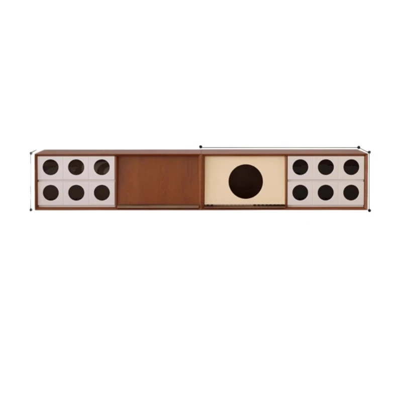 

Medieval solid wood floor-to-ceiling TV cabinet high-end model room retro audio-visual cabinet