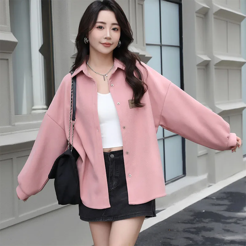 Autumn Winter Fleece Thickend Corduroy Shirts Female Vintage Loose Warm Cardigan Shirt Outwear Versatile Single-breasted Blouses