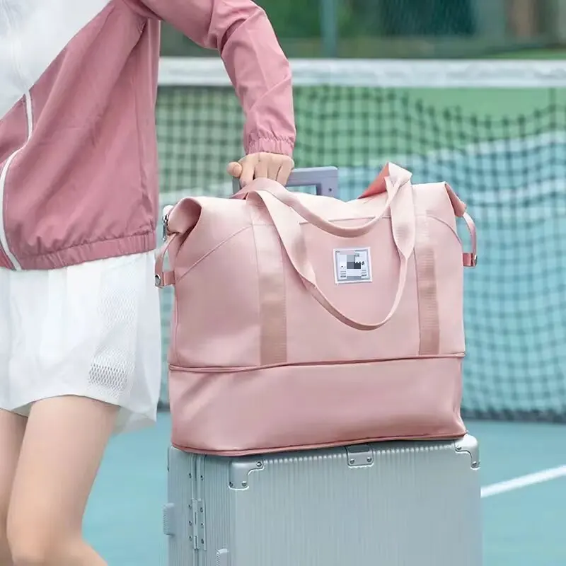 Women's Portable Fitness Bag Folding Storage Bag Short Distance Travel Luggage Bag Waiting for Delivery Expandable Travel Tote