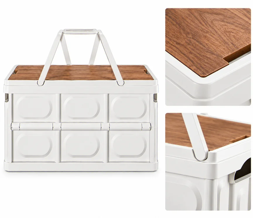 HTMCK Outdoor Camping Storage Box With Handle, 15L Foldable Storage Box, Portable Camping And Picnic Storage Box, Car Luggage