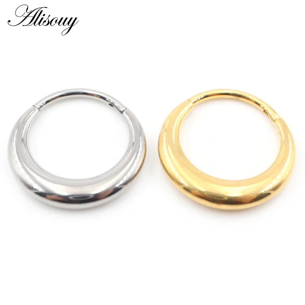 Alisouy 1PC G23 Titanium Round Moon Lip Nipple Nose Ring Daith Ear Hoop Captive Tragus Cartilage Helix Earrings Piercing Jewelry