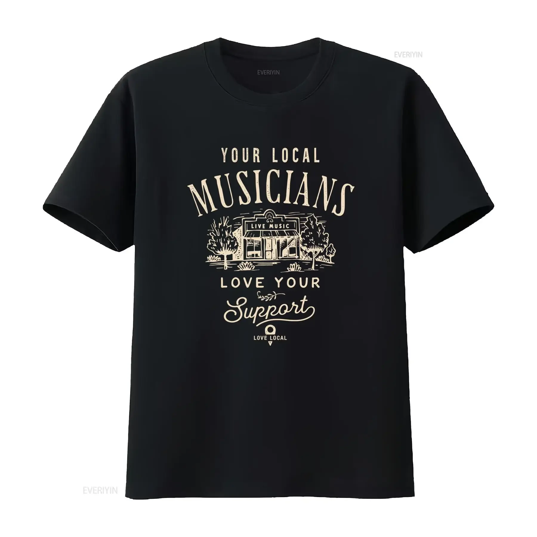 Support Your Local Musicians Music Bands Scene Live T Shirt Love vintage Washed Soft Stylish Unisex streetwear