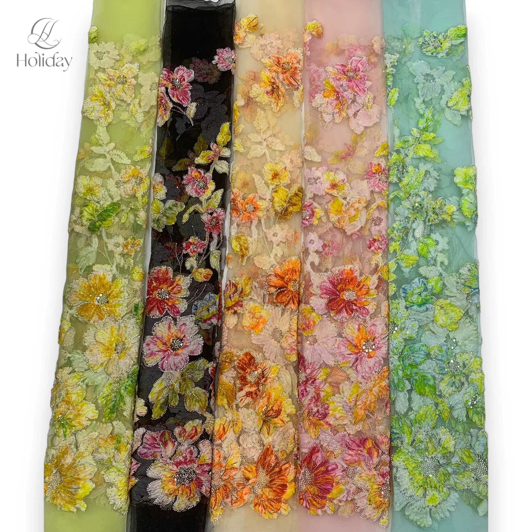 African Chiffon Tulle Fabric French Luxury Sequins Beads Mesh Fabric textile printing Nigerian For Woman Evening Clothes Dresses view 5