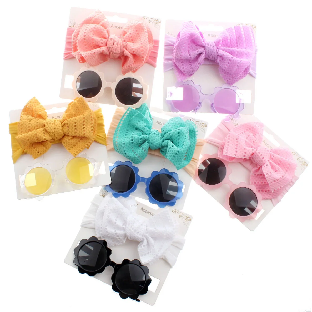 

1Set Baby Nylon Headbands and Sunglasses Infant Girls Nylon Hairbands Toddlers Kids Hair Accessories