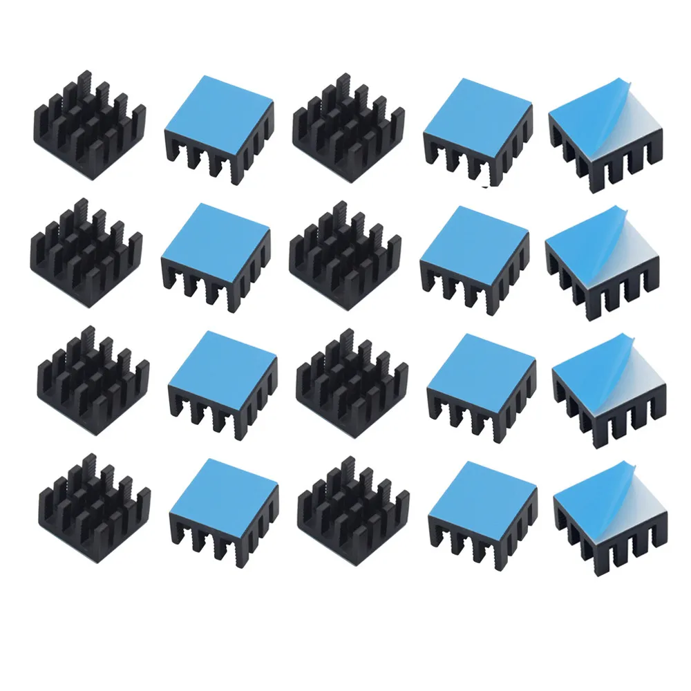 

14x14x8mm 50pcs Aluminum Heatsink Heat sink Cooling for Electronic IC Chip Raspberry pi Heat Dissipation With Thermal Tape