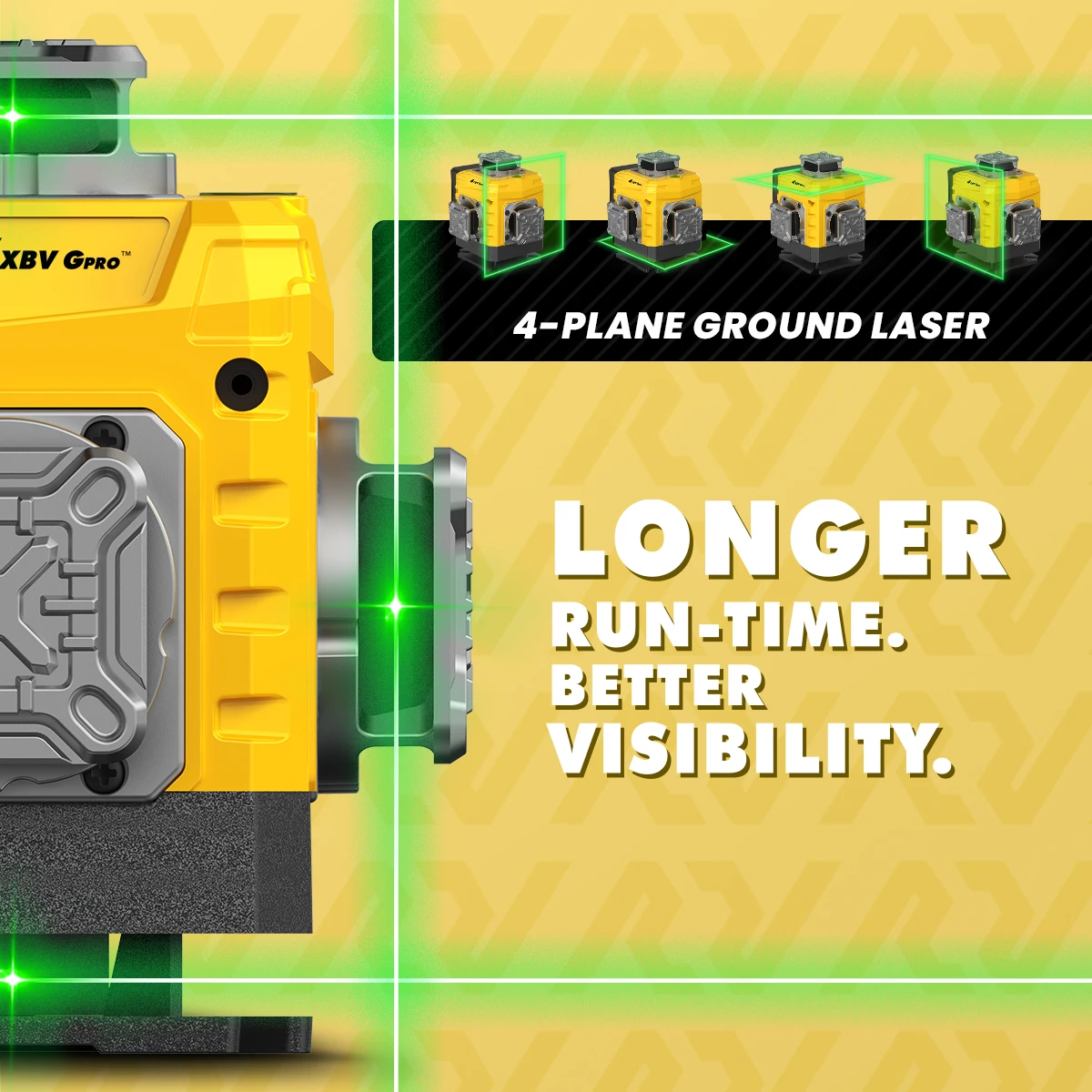 YEVOLT YVGLL4XS16 Gerador de nível a laser de 4 aviões e 16 linhas ±4 °   Marcação de piso de armazém autonivelante Faixa de trabalho de 30 m de alta precisão