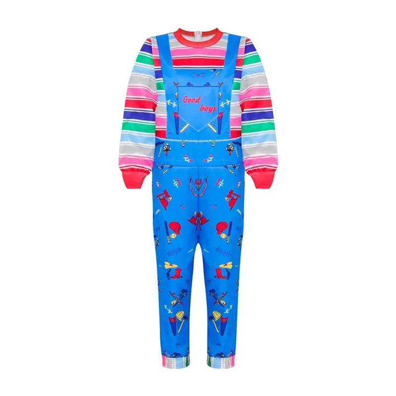 CGMGTSN костюм на Хэллоуин для мальчиков и девочек, наряд для косплея Чаки, мультяшная кукла-призрак ужасов, комбинезон с длинными рукавами и 3D Pri