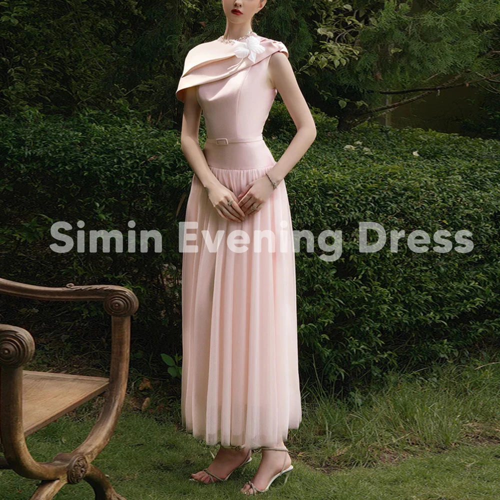 

Simin Women's O-neck Beaded Sashes A Line Saudi Evening Dresses Sleeveless With Shawl Ankle-Length Formal Elegant Dresses 2025