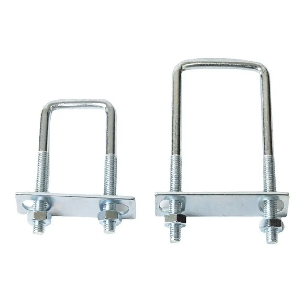 1Pcs New Galvanized Q235 Carbon Steel M8 Square Tube Clamp With Baffle Screws Pipe U-clamp Square Bolt for Square Tube