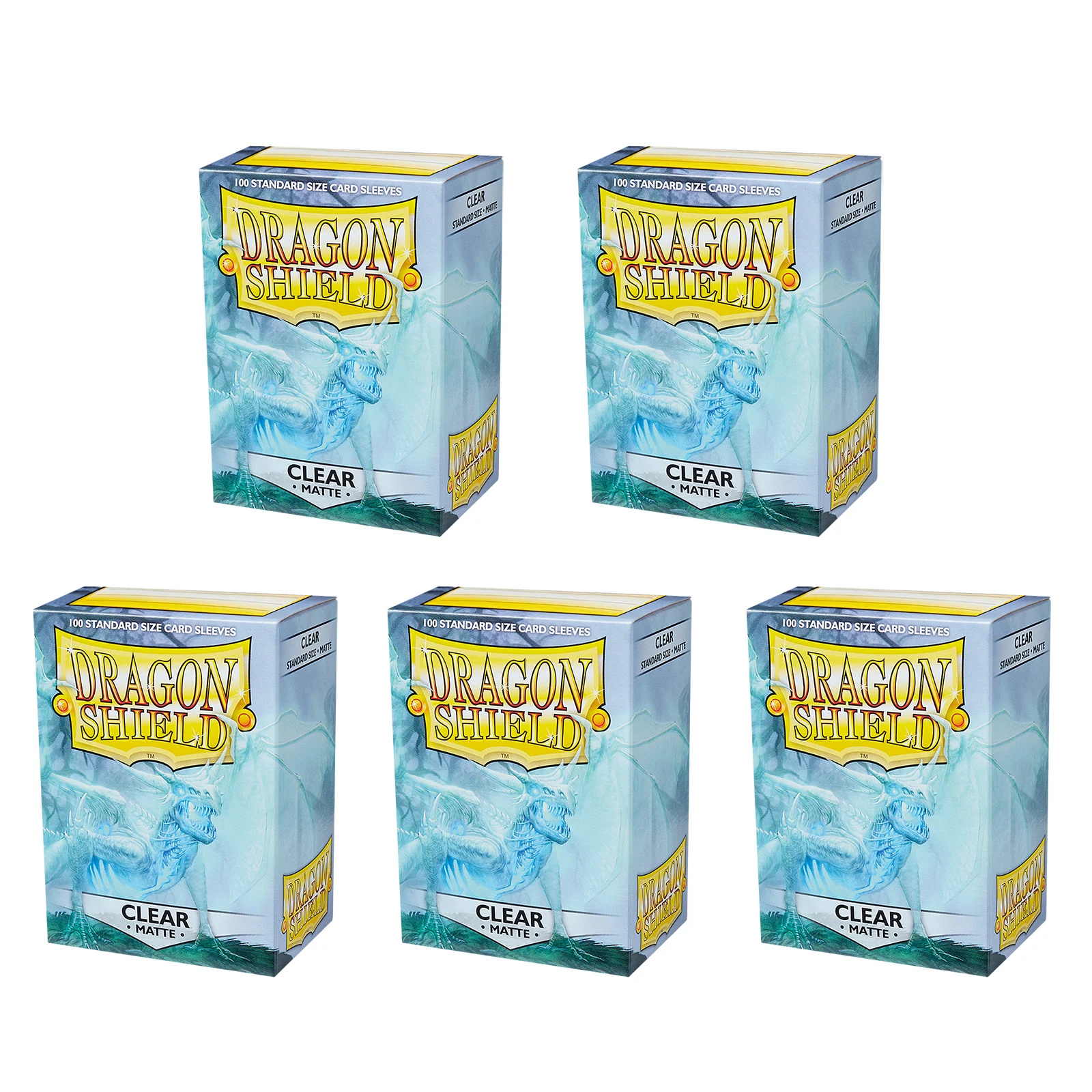 

5 Packs 100ct Dragon Shield Matte Clear Standard Size Sleeves Tournament Play Card Protector MTG/PTCG/FAB Covers 66x91mm