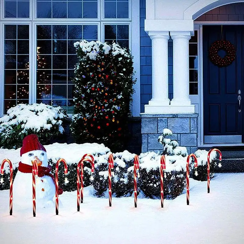 Candy Cane Lights With Stakes Solar Powered LED Stake Lights With Star 1 To 8 LED Stake Lights Floor Lamp With Star Christmas