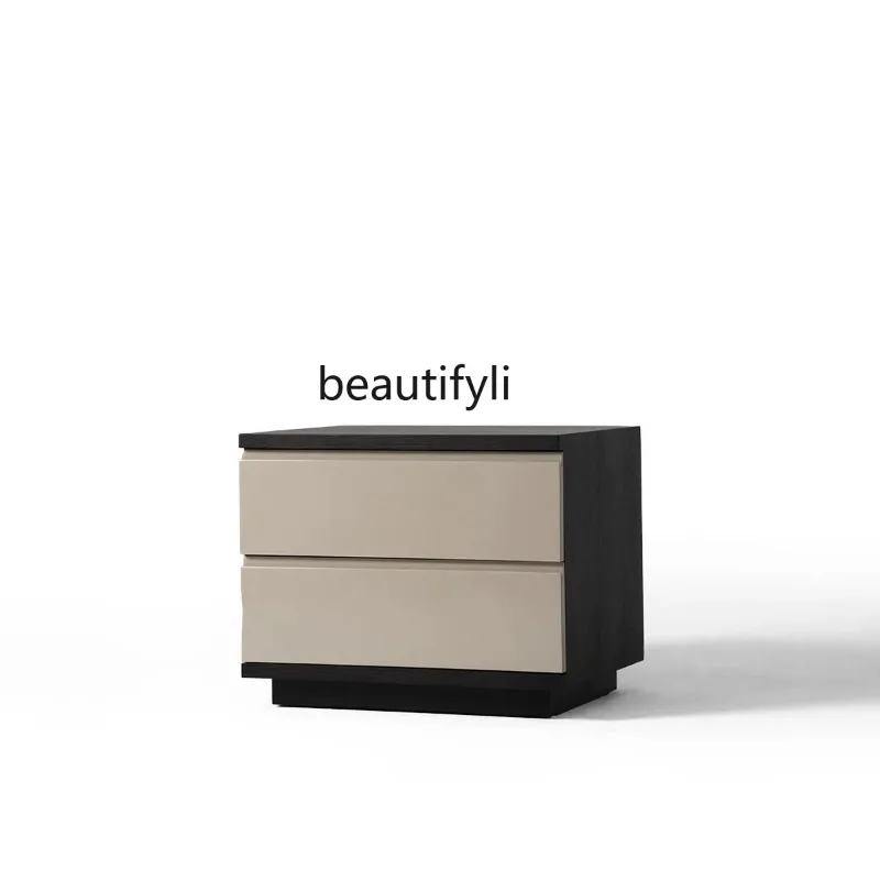 A139 Italian minimalist smoky color bedside table solid wood paint bedside table modern light luxury bedroom chest