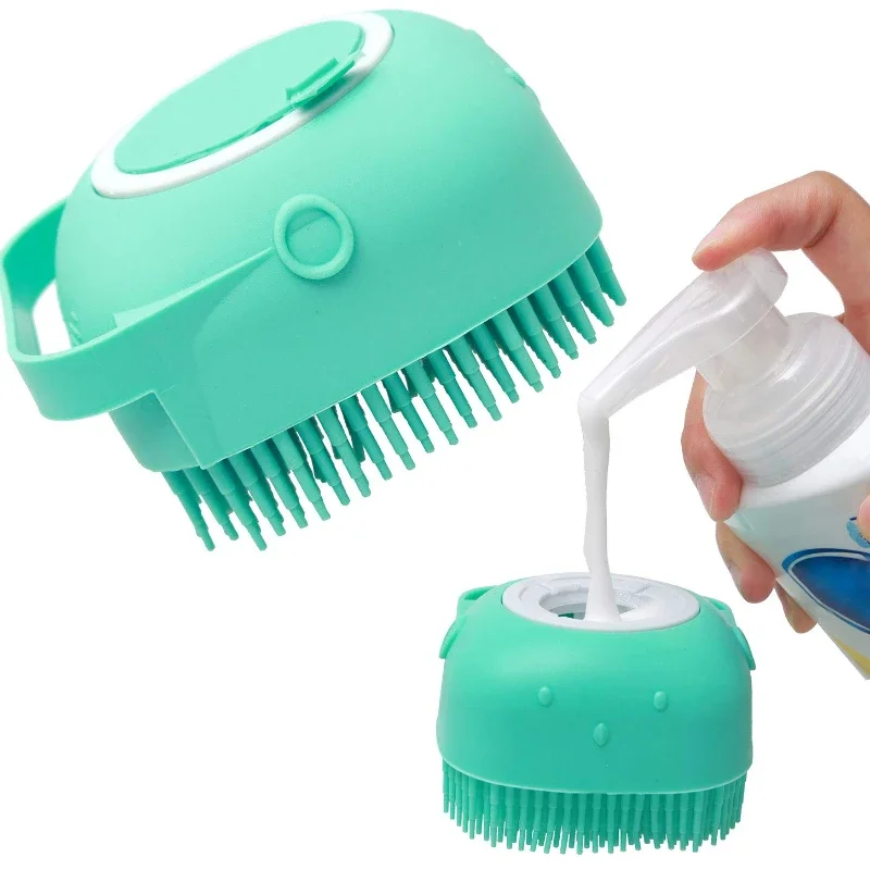 

Pet Bath Brush Dog Cat Shampoo Massage Soft Silicone 2.7oz 80ml Comb Cleaning Grooming Short Hair Rubber Dog Cat Shower Tool