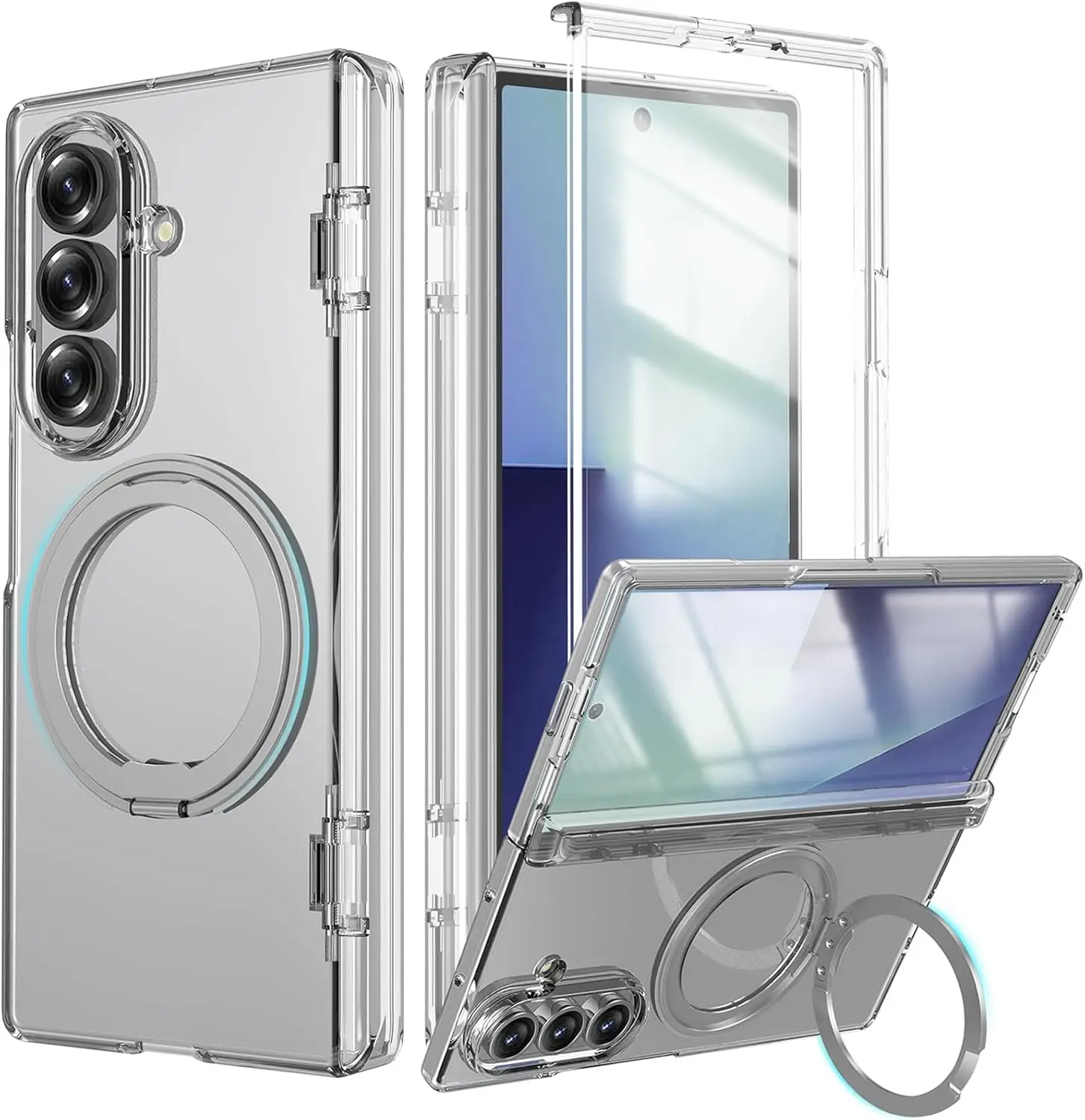 

Для Samsung Galaxy Z Fold 7, чехол с кольцевым держателем, подставка Z Fold7, магнитный чехол Magsafe, защитная пленка для экрана, шарнирная крышка, тонкий корпус, Pho