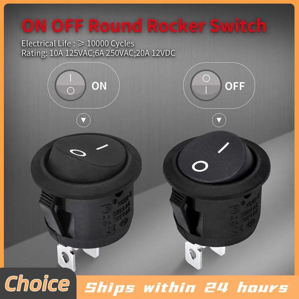 

5/10 шт. мини-круглый тумблер 15 мм SPST, вкл/выкл, 12 В постоянного тока, простой монтаж, прочный нейлон и клеммы