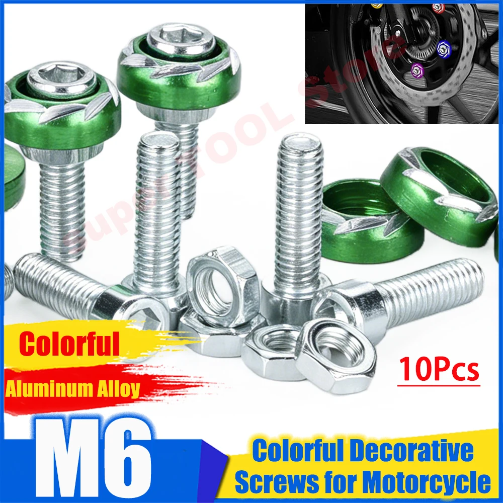 10Sets Universal Colorful Carved Decorative Screws For Motorcycle Bike Windshield Fixed Bolts Modification Fasteners Accessories