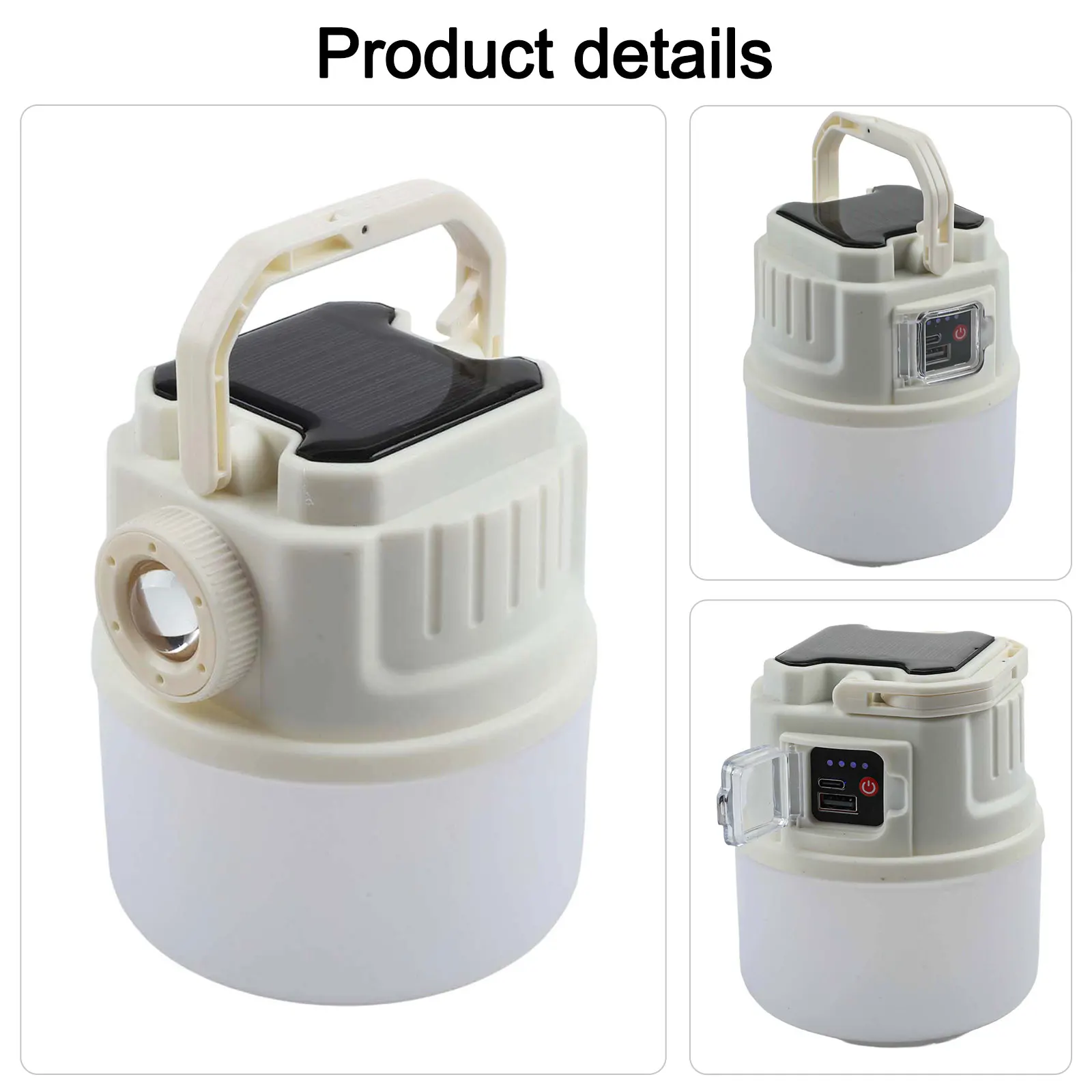 

Portable LED Lantern Multifunctional Outdoor Light Battery Level Indicator Built-in Hook Design Dual-core Lithium Battery