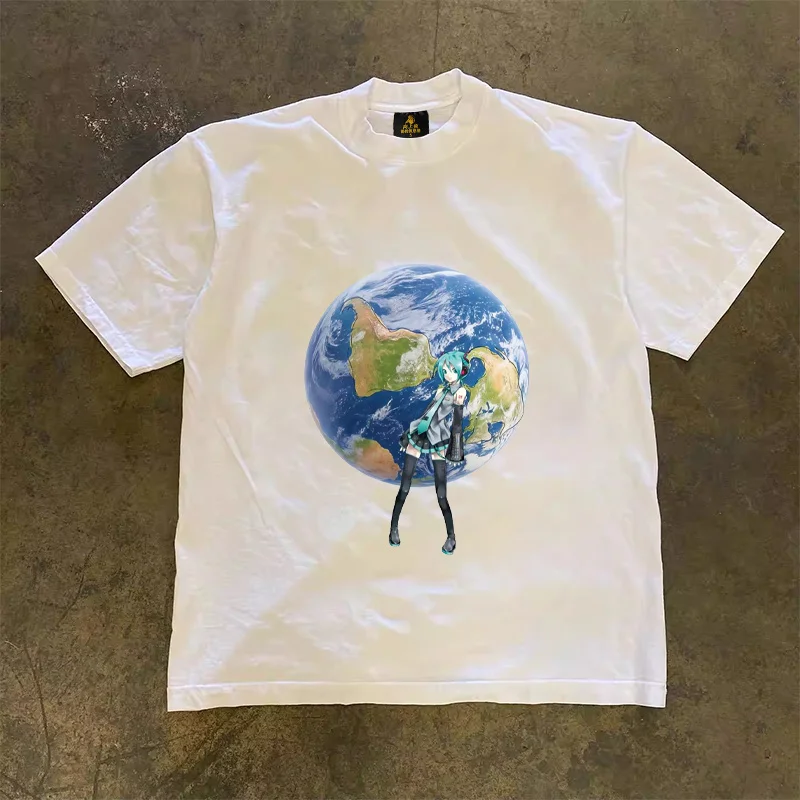 Loose Fit Cotton T-Shirt Unisex Short Sleeve Double Thread UPUPXIA Hero Print Sweat Absorbent round Neck Casual Summer Top
