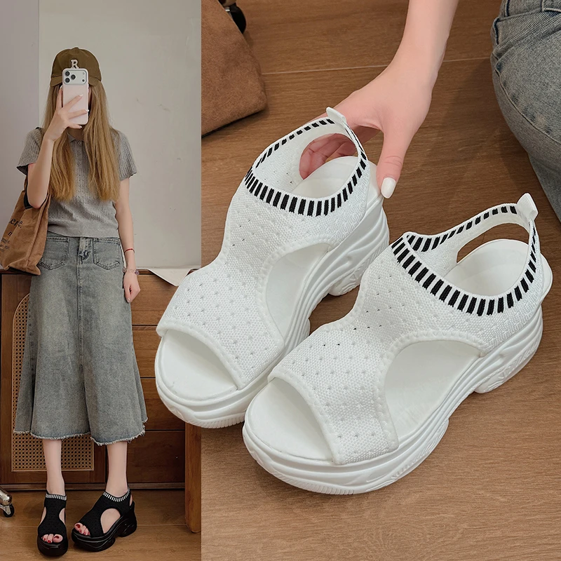 Thick-soled, Wide Heel, Slip-on Ankle Strap, Slimming, Fashionable, Versatile, Comfortable and Slip-resistant Women's Sandals