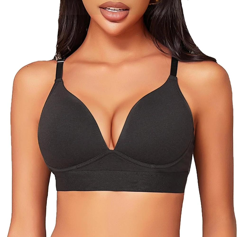 

Women's Seamless Bras Comfortable Cotton Thin Lining Collection of Accessory Breasts Sexy V-neck