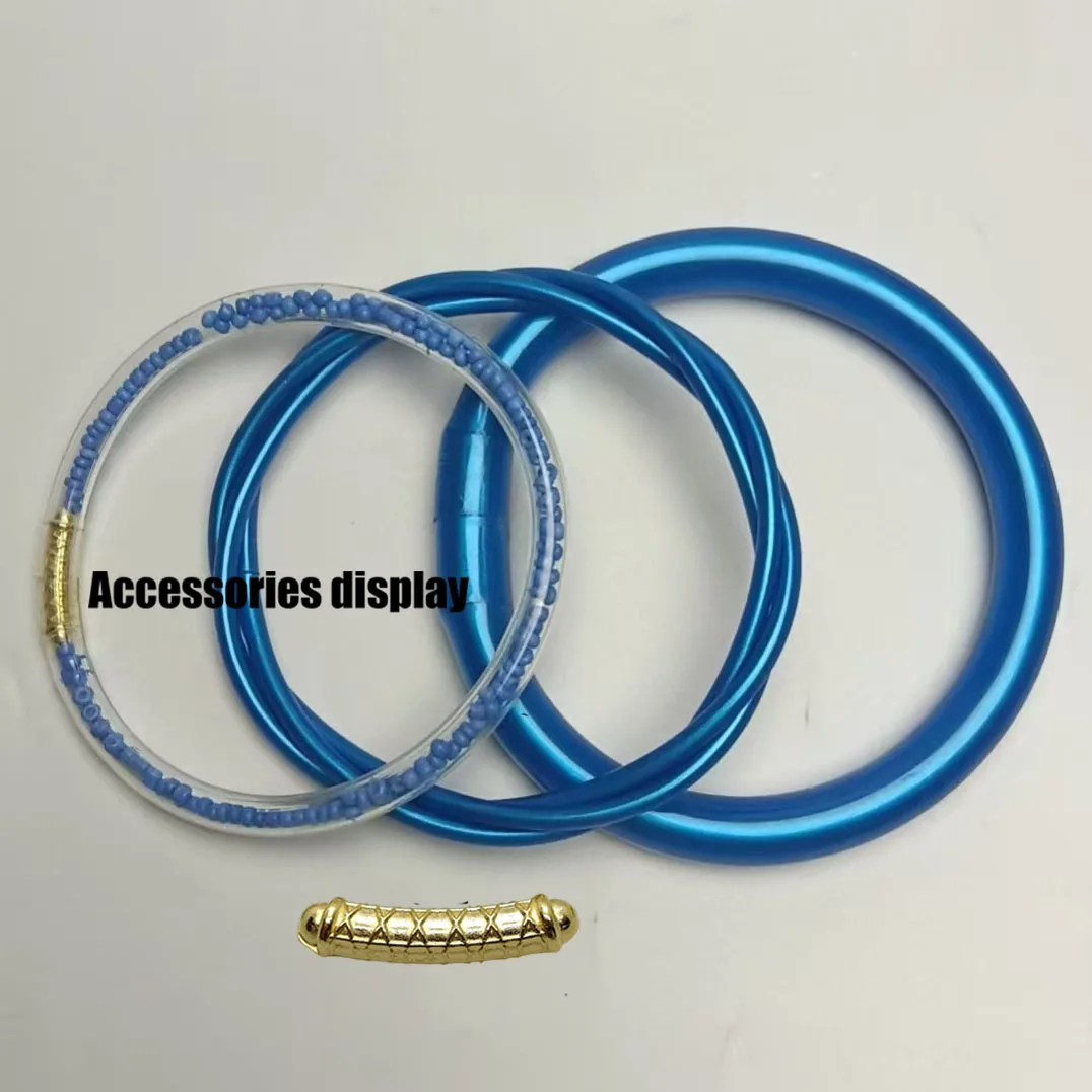 3pcs/set Jelly Bangle:Bead Bracelet, 3-Strand Braided Twisted Bangle, 9mm Thickened Bangle for Women Fashion Jewelry Accessory