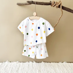 Newborn 2PCS Summer Baby Girls Clothing Boy Casual Set Cotton Colorful Balloon Print Short Sleeved T-shirt+Shorts Infant 0-3Y