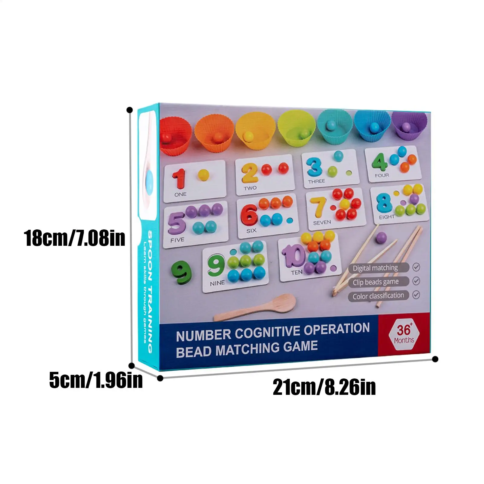 Perline di apprendimento digitale in silicone Bacchette e cucchiai Perline matematiche Giocattolo Gioco educativo colorato di riconoscimento dei numeri per bambini