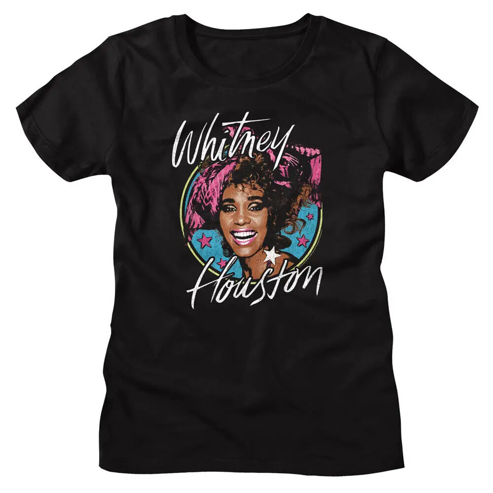 Whitney Houston Pink Stars Women's T Shirt R B Pop Music Merch