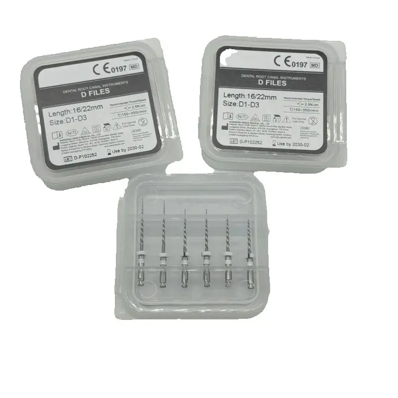 10Boxes D Files Niti Dental Root Canal Instrument Length 16/22mm D1-D3 Assorted Removing Gutta Percha and Fillings in Root Canal