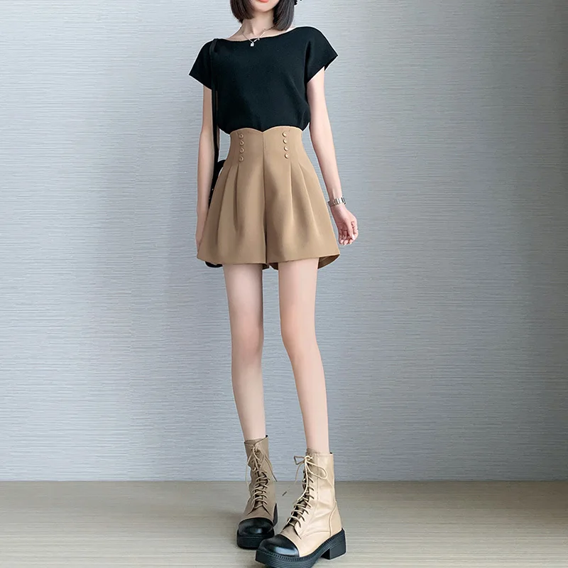 Shorts Womens Cool Girl Group Street High Waist Chain Patchwork Zipper A Line Metal Rivet Color Block Lace Up Trend Fashion