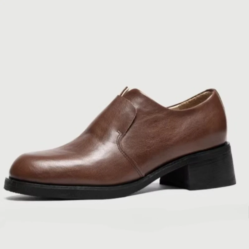 

Мужские туфли-лоферы на высоком каблуке 6 см, кожаные, в английском ретро-стиле, коричневые, на толстой подошве, дышащие, удобные, для мужчин