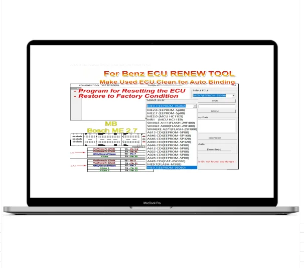 

Для Mercedes/MB ECU RENEW TOOL V1.7 Создайте использование ECU Clean для программы автоматической переплета для сброса ECU Поддержка ME9.7 MR ME2.0