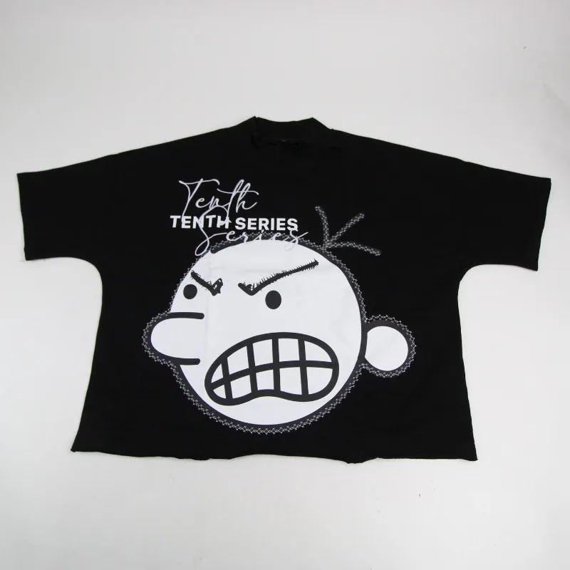 Cartoon Kid Graphic Print Short Sleeve T-Shirt Y2K Streetwear Harajuku Hip Hop Tenth Series Black New No Tags