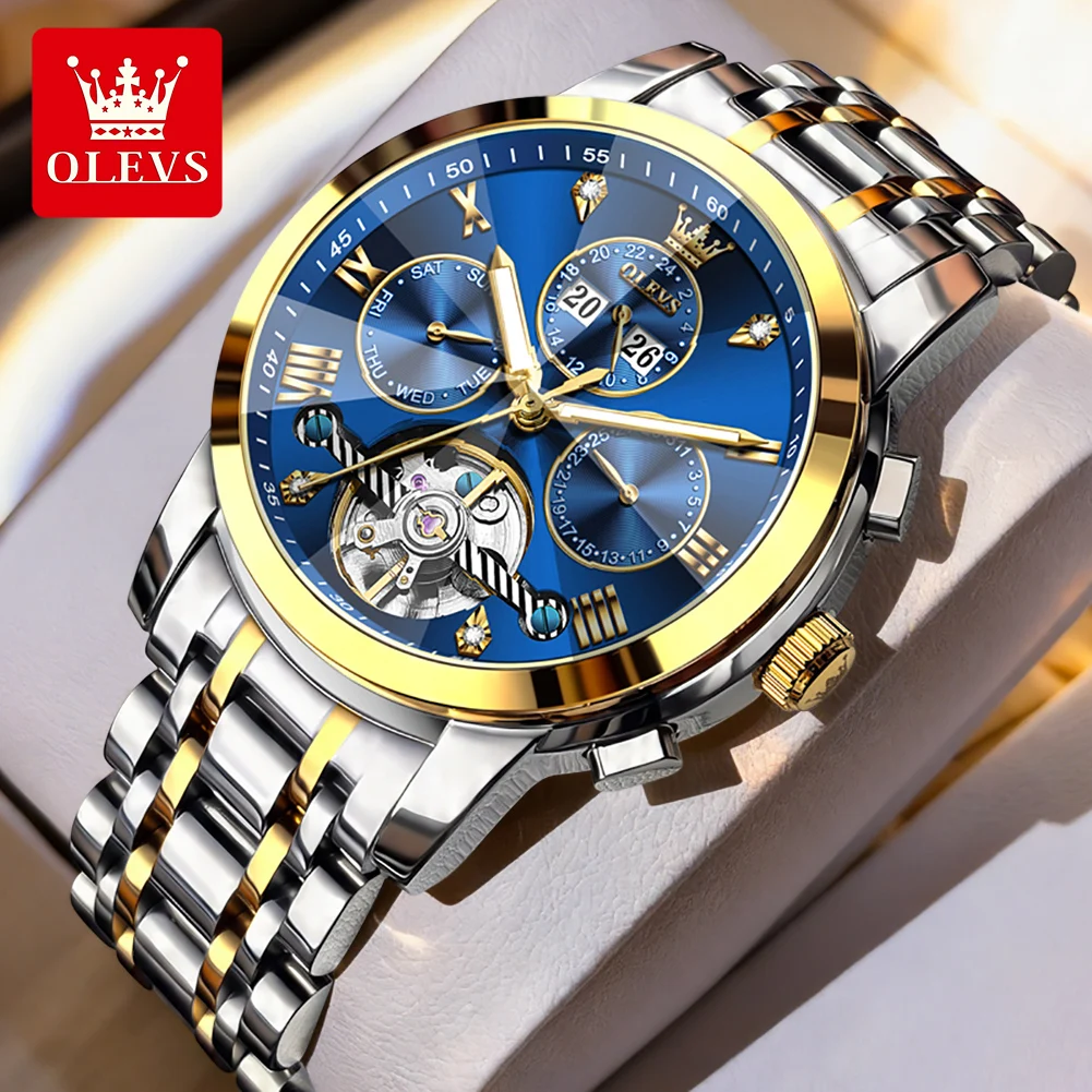 

OLEVS 7121 Original Mechanical Movement Watch For Men Multifunctional Calendar Window Luminous Function 30m Waterproof Watch