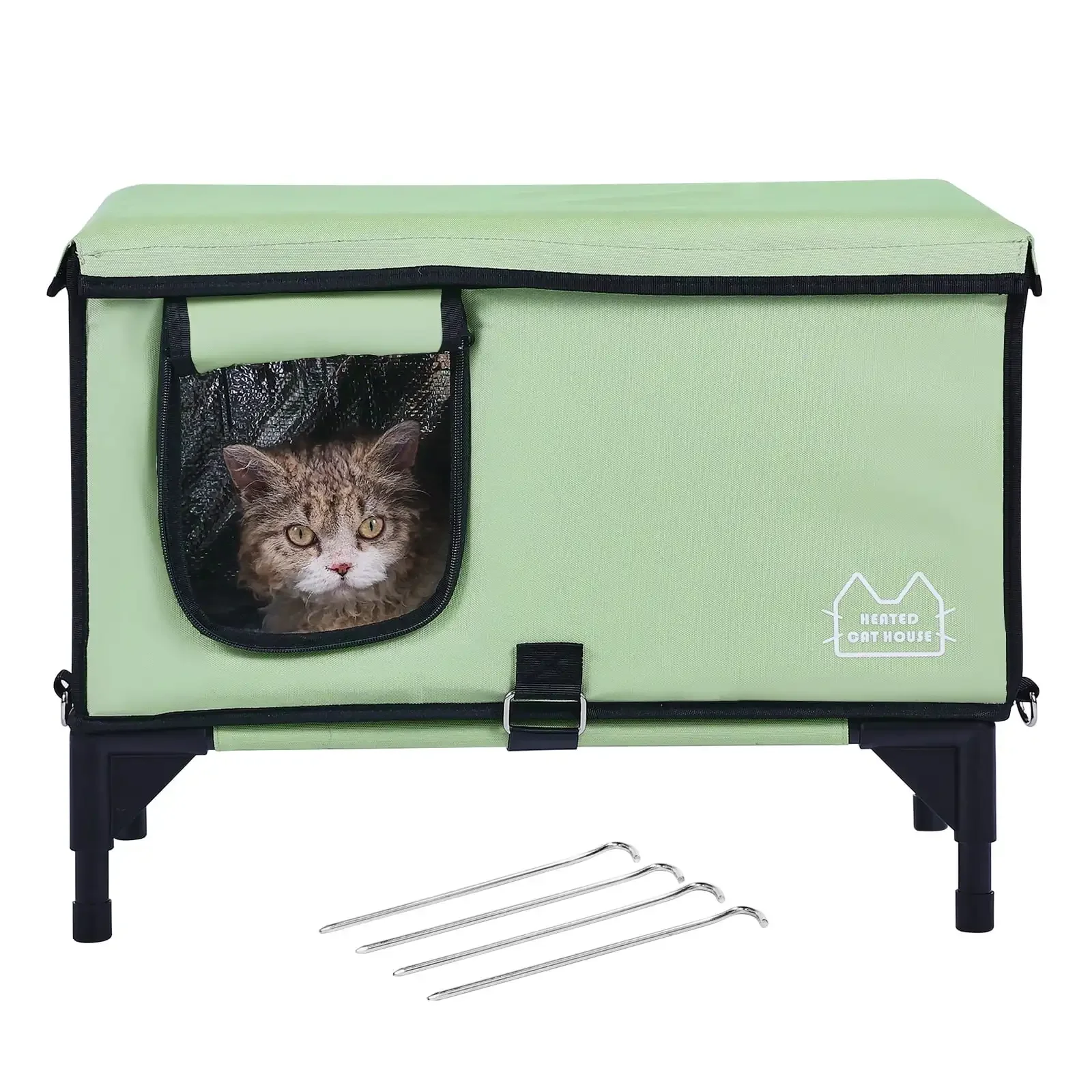 

Upgraded Warm Cat Home, Rectangular Feline Haven with Customizable Heat and Timing, 900D Oxford Fabric Collapsible