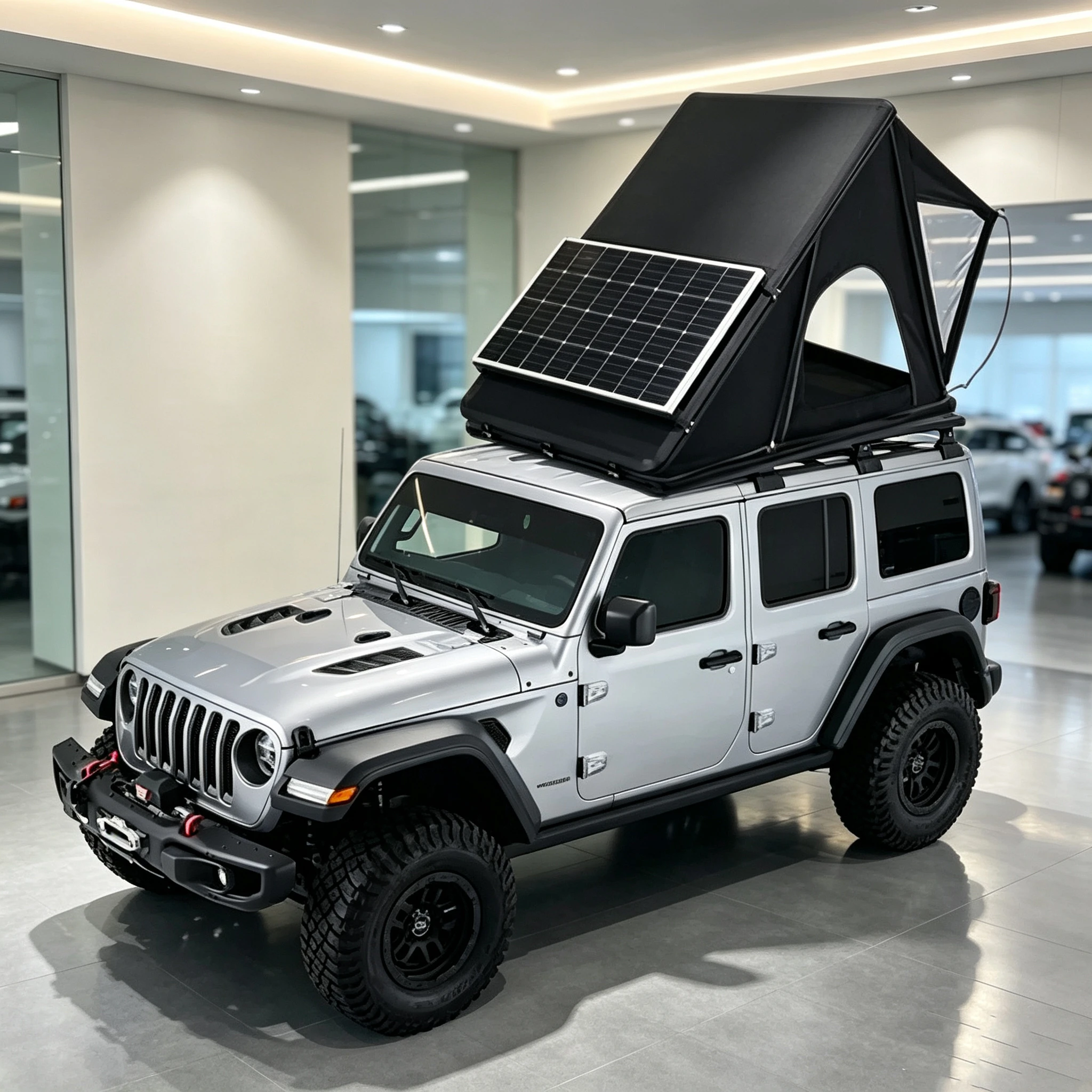 Triangle Hard Shell Rooftop Tent Outdoor Car Camping Tent Aluminum Hardshell Roof Top Tents with Solar Panel