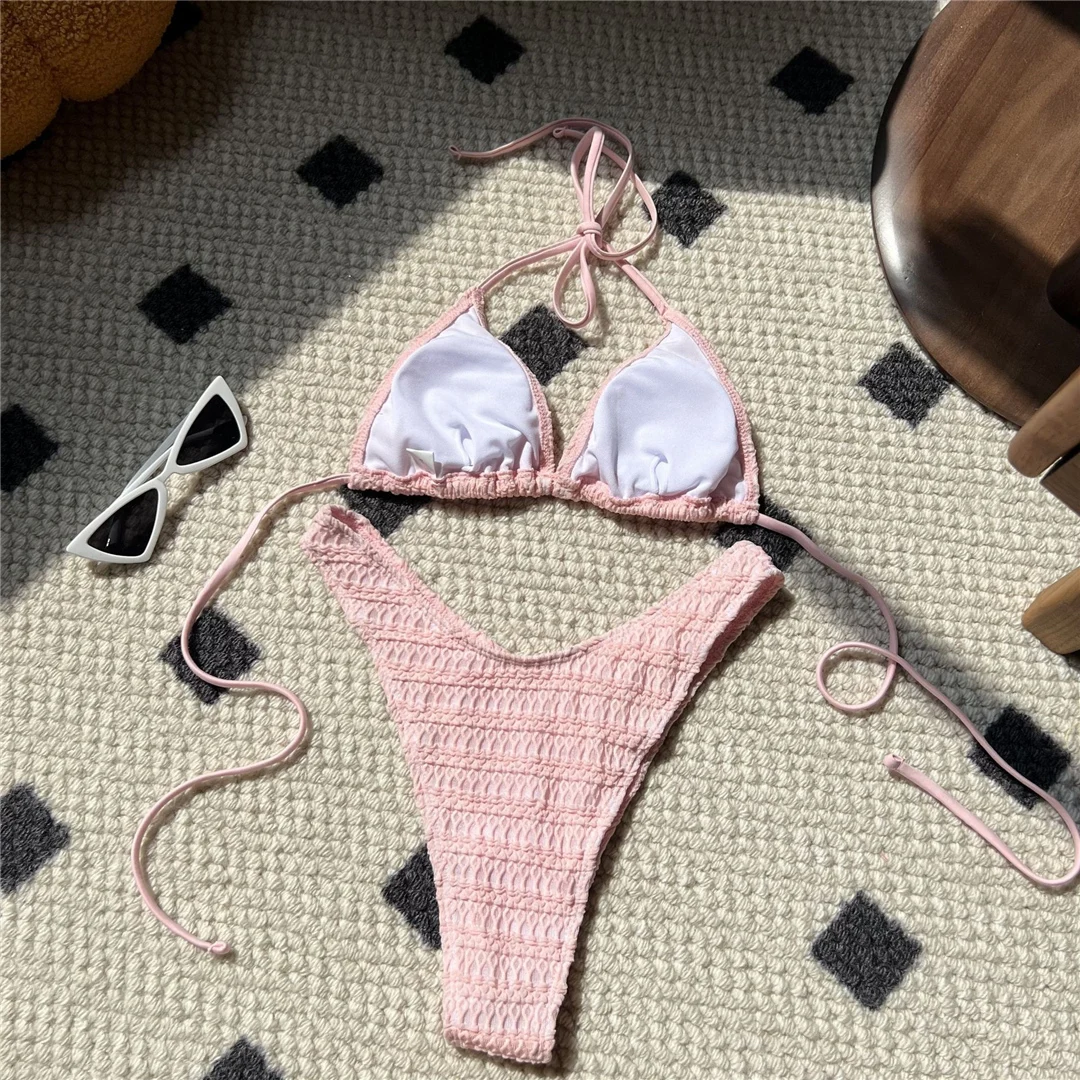 8 Farben, geraffter, halterloser, brasilianischer Bikini, Damen-Badebekleidung, zweiteiliger Bikini-Set, Badeanzug, Badebekleidung, Schwimmbekleidung V5470 – Detail 33