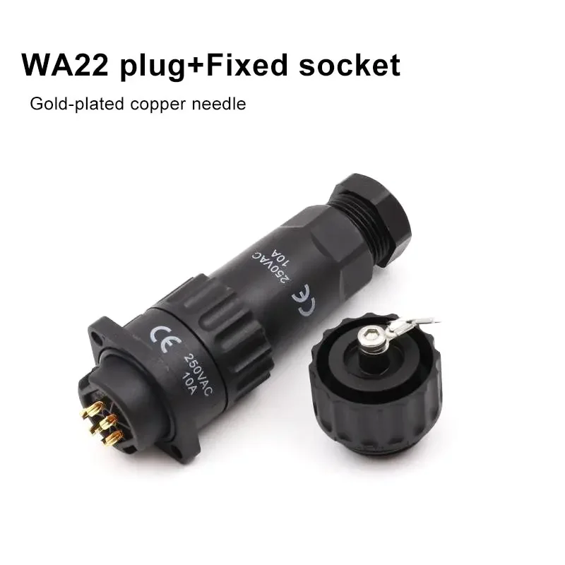 WA22 Screwing Wire Plug Socket 4Pin 7Pin Waterproof IP67 Male Female Soldering Cable Connector Industrial Grade Aviation Plugs