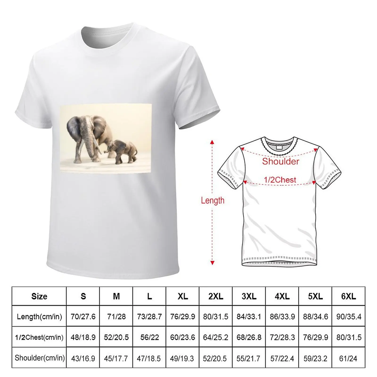 Mama and Baby Elephant T-shirt cute clothes quick drying Men's t shirts