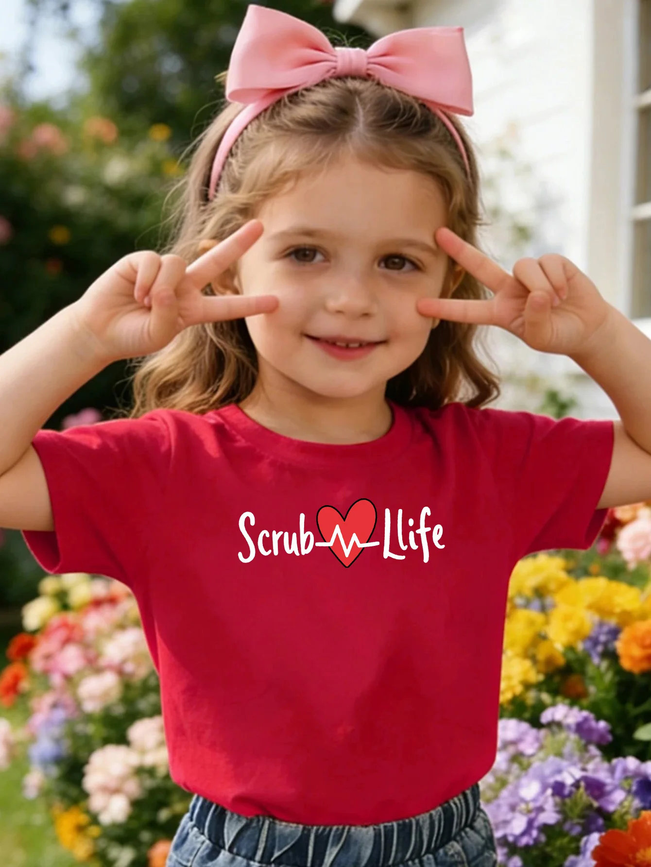 Scrub Life Heart ECG Letter Print Kids T Shirt Boys Girls Cotton Short Sleeve Parent Child Medical Style Summer Casual Basic Tee
