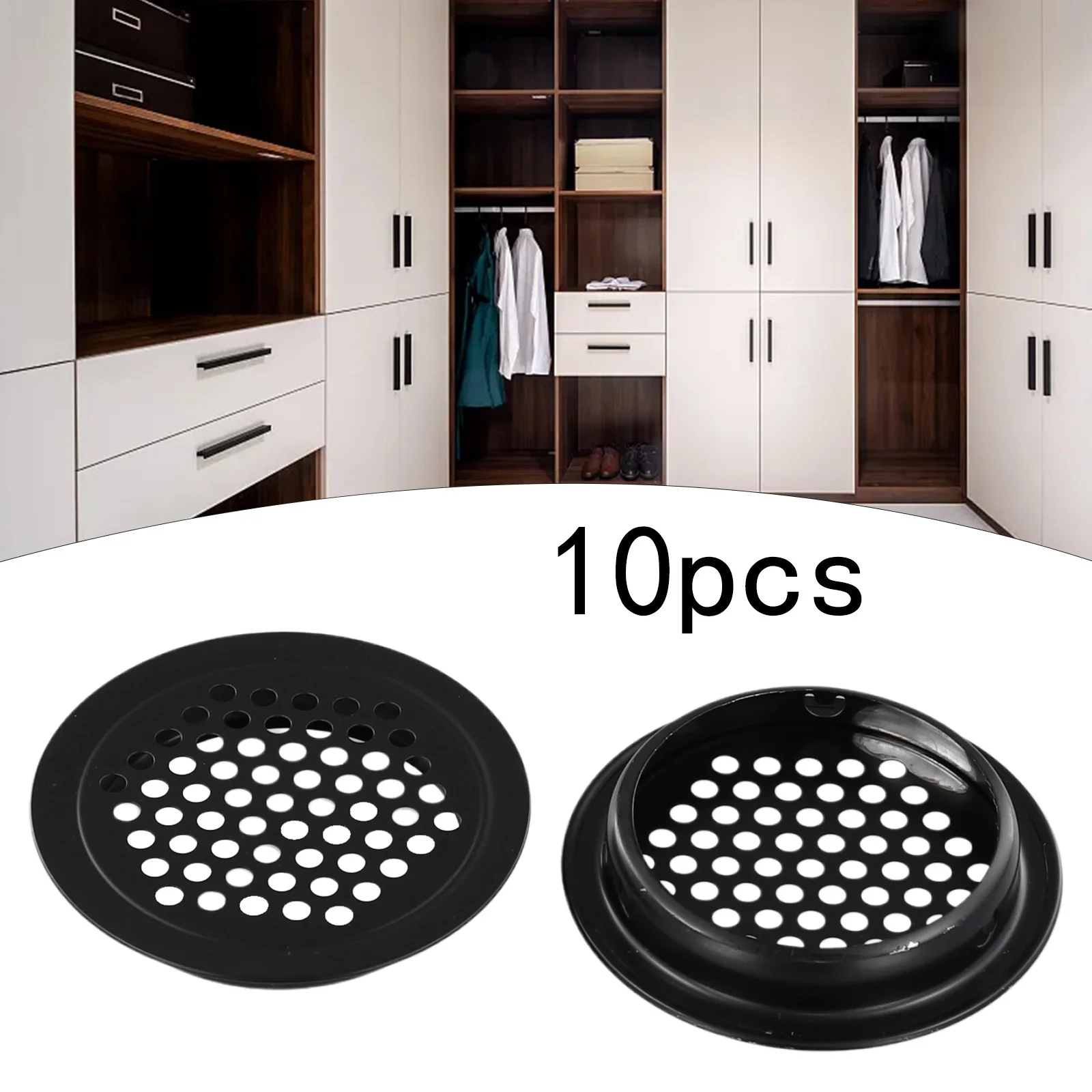 Stainless Steel Round Ventilation Cover With Mesh Pattern For Use In Cabinets Wardrobes And Enclosed Storage Areas