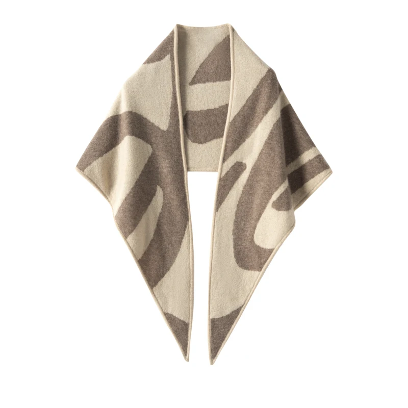 

100% pure cashmere women's shawl color blocked knitted fashionable high-end long style autumn and winter cashmere shawl hot sell