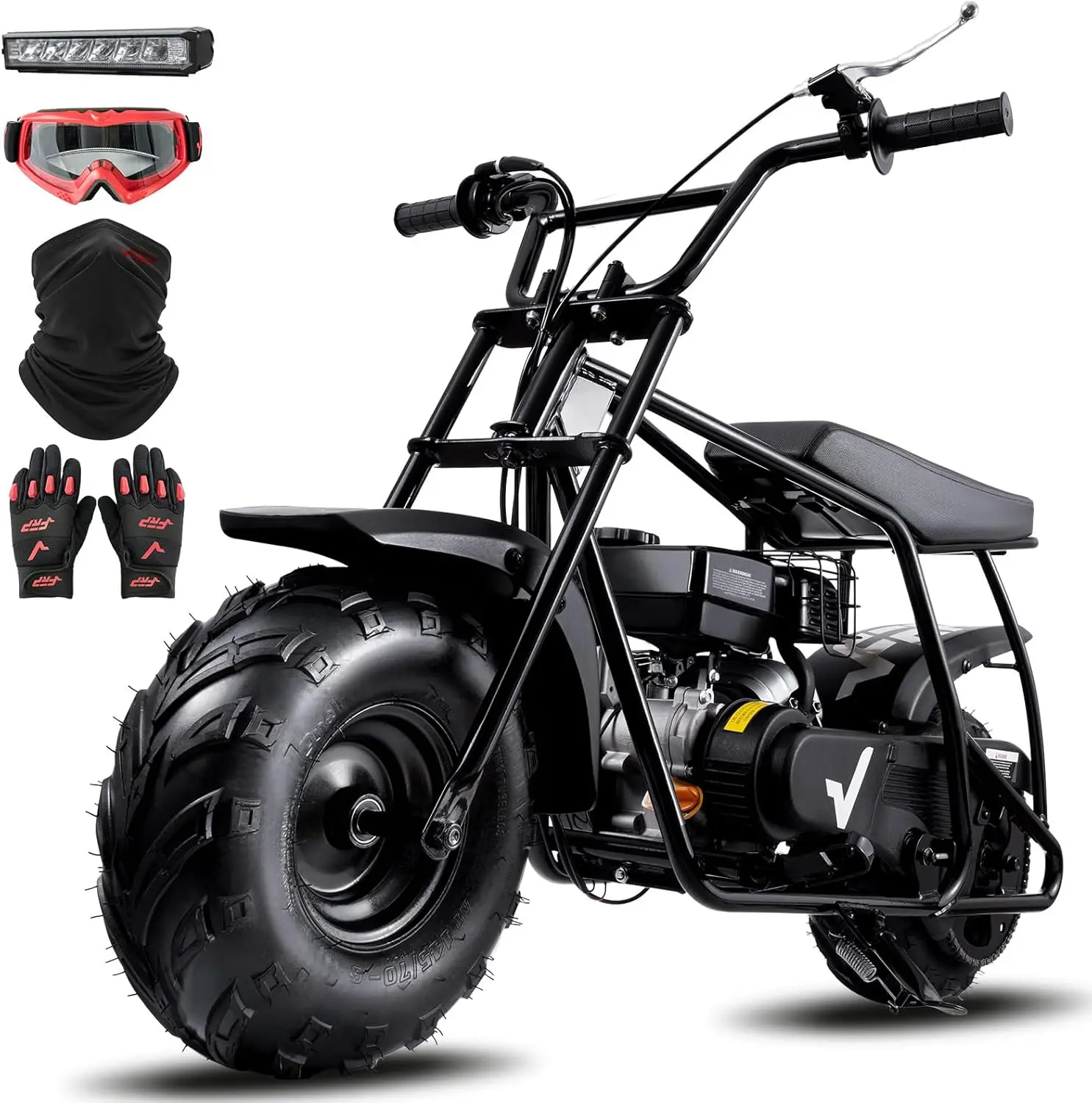 

Mini Bike,Mini Bikes for Adults, Off-Road Motorcycle W/LED Headlight, Goggles, Weight Support Up to 220 LBS（Black）