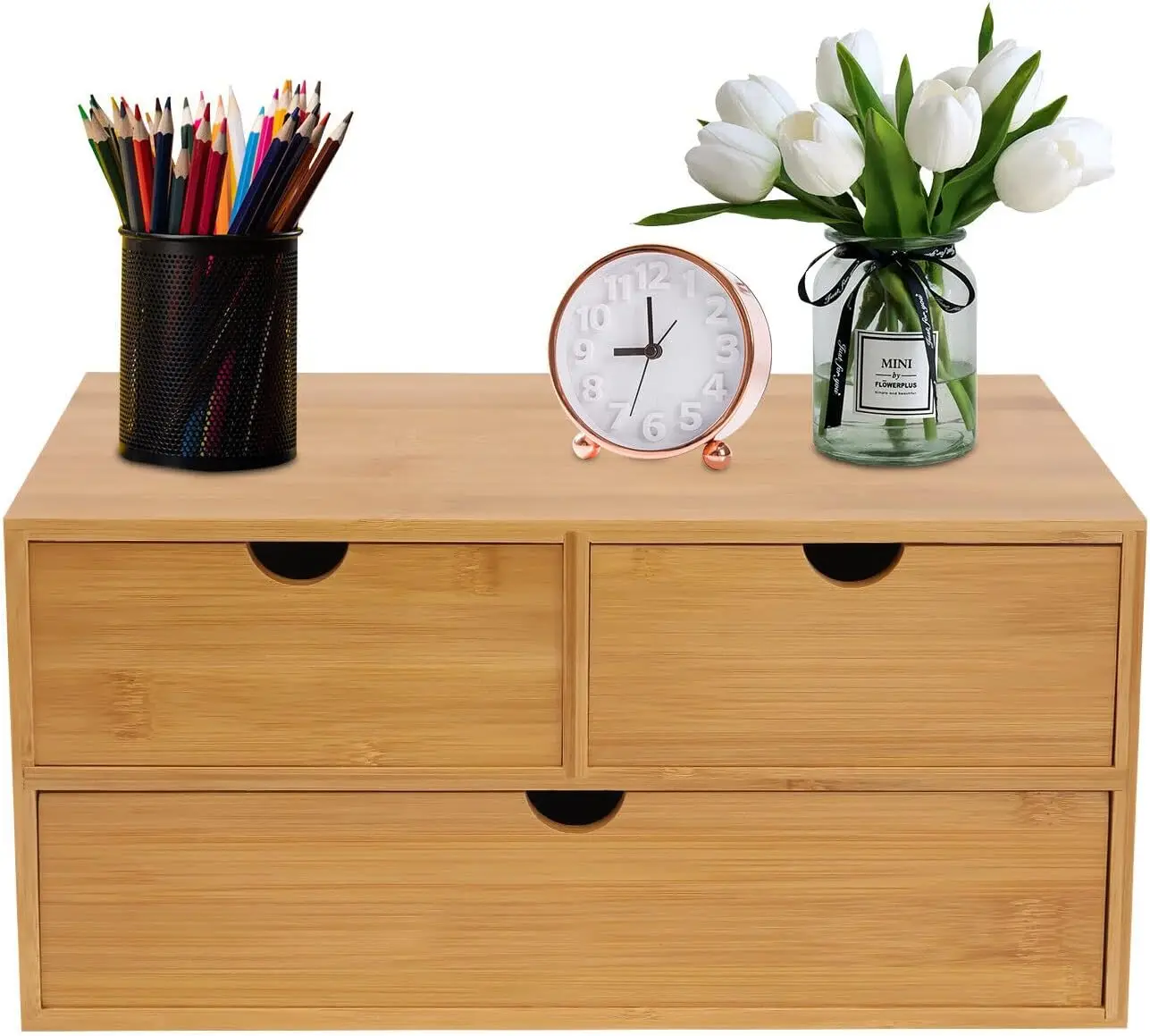 صندوق منظم تخزين الطاولة من الخيزران، منظم مكتب الطاولة Ba