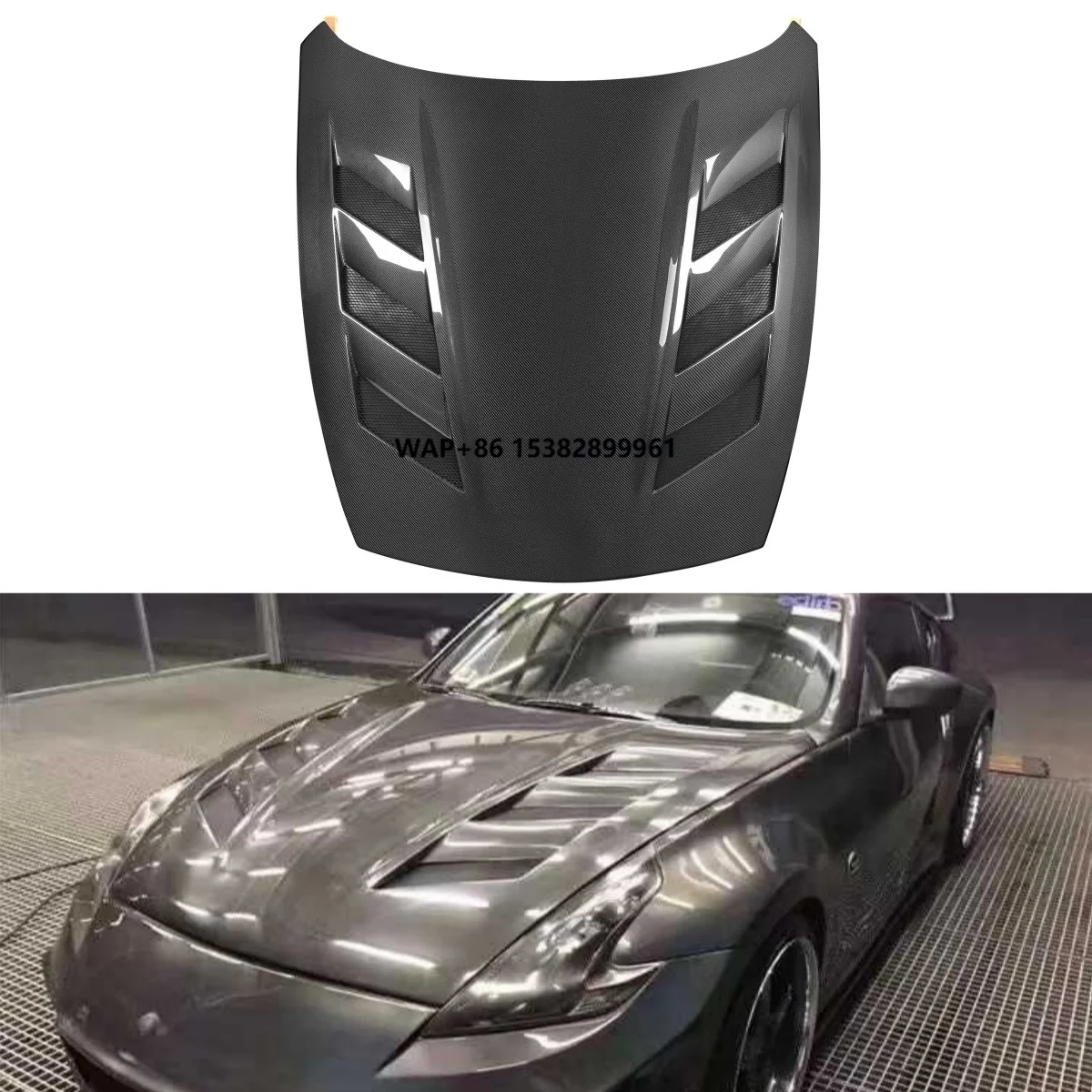 

Carbon Fiber AMS Style Front Bonnet Hood Engine for 370Z Brand New Carbon Fiber Hood Exterior Accessories Engine Cover
